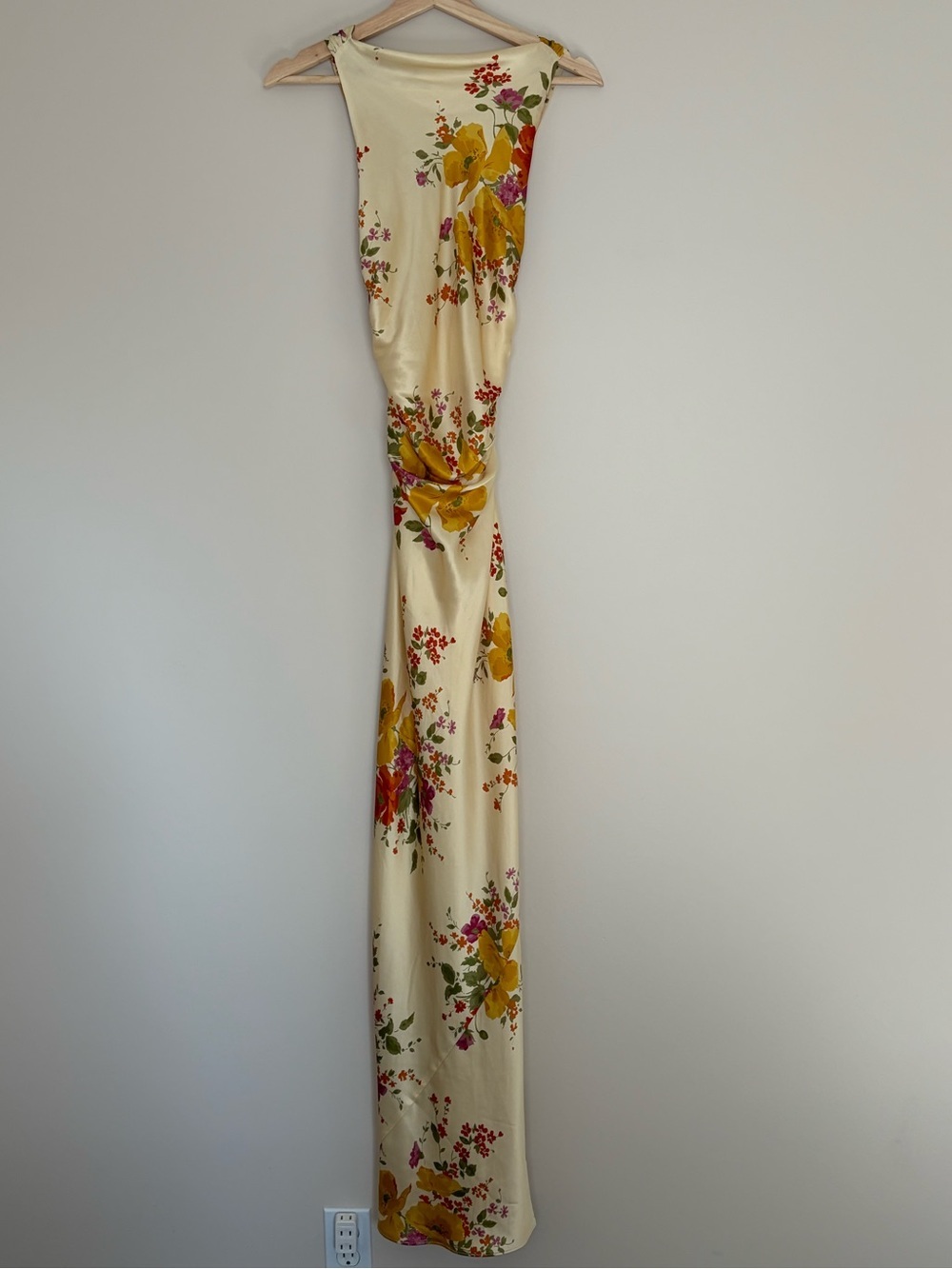 NEW Reformation Anaiis Silk Long Yellow Floral Backless Dress Crescendo US6 UK10 - Picture 8 of 16